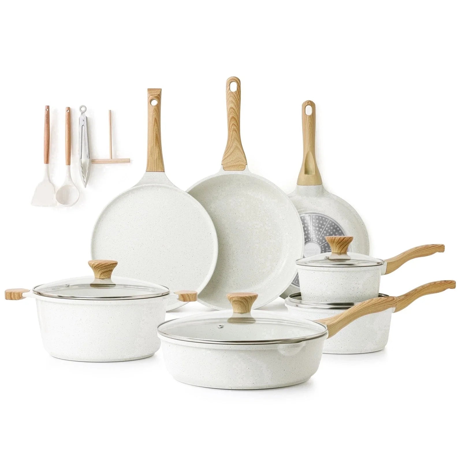 Ceramic Nonstick Pots and Pans Set, 23Pcs Healthy Non Stick Cookware