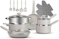 20 Piece Beige Speckle Nonstick Cookware Set Pots Pans and Bakeware Complete Set