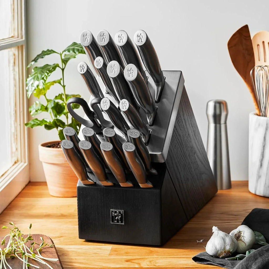 20-pc Self-Sharpening Knife Set with Block - Black
